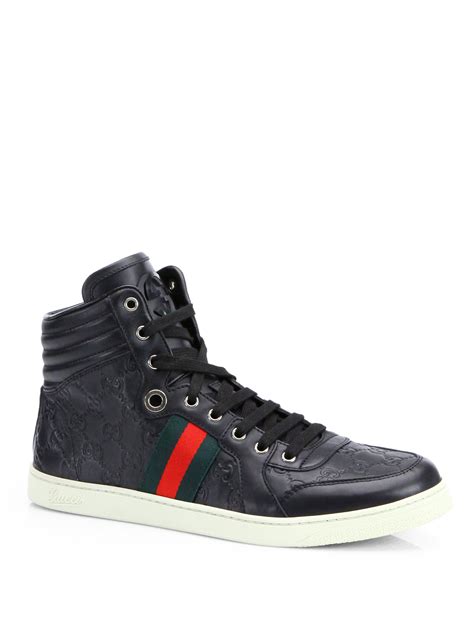 gucci hitop sneakers black men|authentic Gucci sneakers for men.